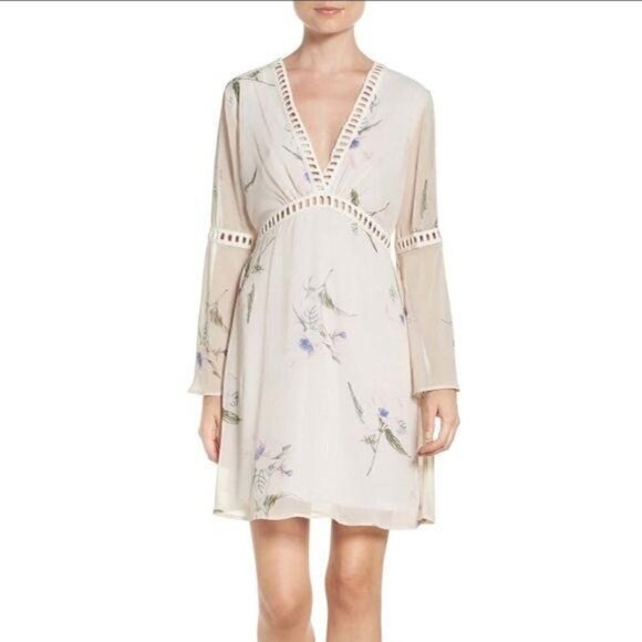 Fraiche By J Floral Print Chiffon Blouson Dress, size L - Picture 1 of 11